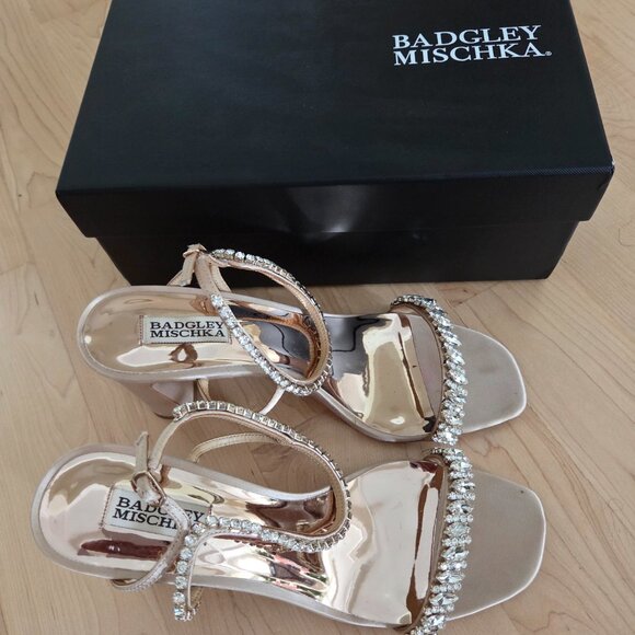 Badgley Mischka Marilee Heeled Sandals Latte Size 10 - Picture 3 of 3
